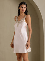 [Pink] SilkSilky-UK Spaghetti Strap V Neck Nightdress 003