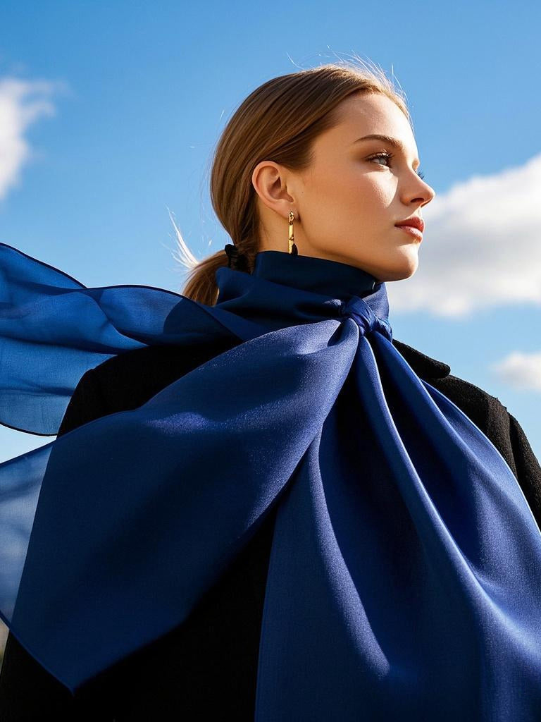 [Dark Blue] SilkSilky-UK Scarf 001
