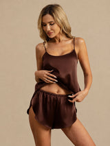 [Brown] SilkSilky-UK Spaghetti Strap Camisole Set 003
