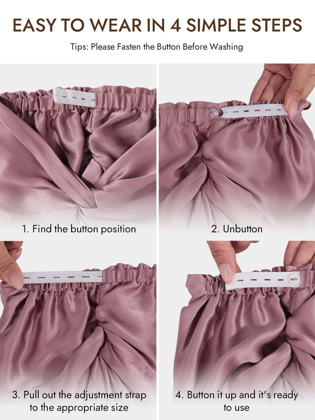 [Pale Mauve] SilkSilky-UK 22Momme Pure Silk Sleep Cap 006