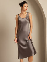 [Dark Khaki] SilkSilky-UK Sleeveless Dress 007
