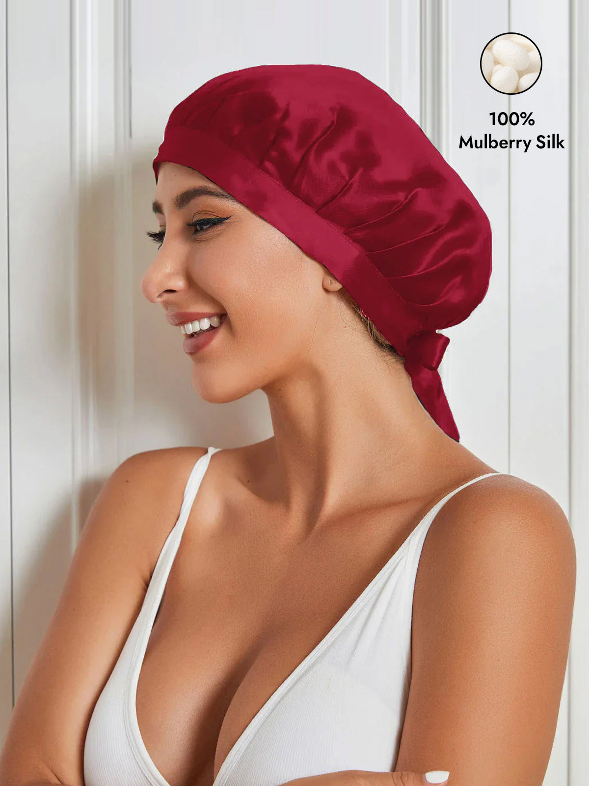 [Wine] SilkSilky-UK Pure Silk Sleep Cap 001