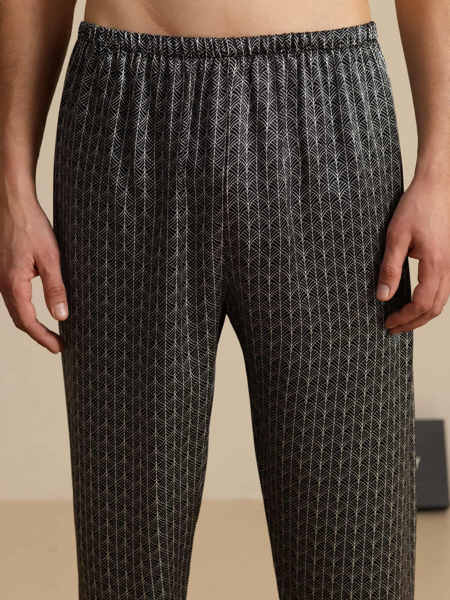 [Black Ginkgo] SilkSilky-UK Men's Sleep Shorts 003