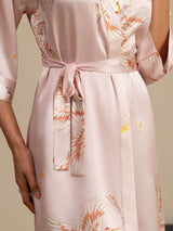 [Pink] SilkSilky-UK 3/4 Sleeve Women's Dressing Gown 004