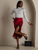 [Light Gray] SilkSilky-UK Silk Jersey Long Sleeve Turtle Neck Women's T-Shirt 006
