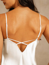 [White] SilkSilky-UK Spaghetti Strap V Neck Nightdress 005