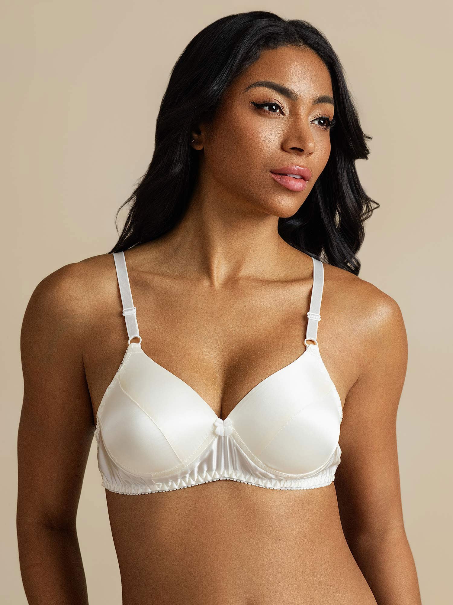 [White] SilkSilky-UK Pure Silk Bra 007,