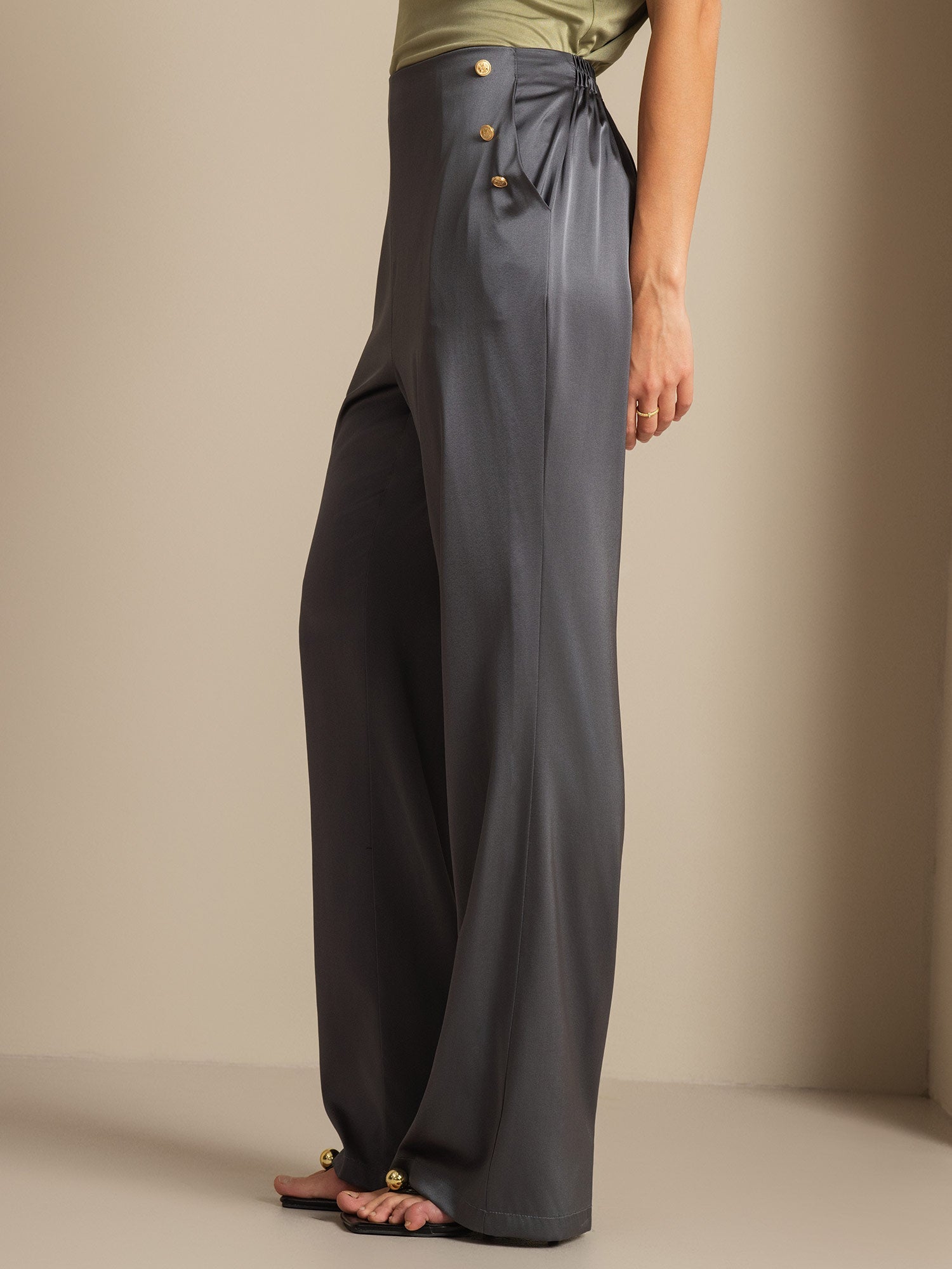 [Dark Gray] SilkSilky-UK 19Momme Silk Womens Pants 006,