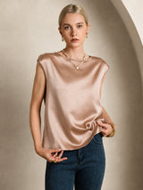 [Tuscany] SilkSilky-UK Cap Sleeve Round Neck Women's T-Shirt 007