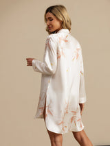 [White] SilkSilky-UK 19Momme Long Sleeve Notch Collar Nightshirt 002