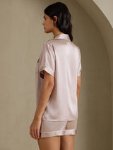 [Shadow Gray] SilkSilky-UK Short Sleeve Lapel Collar Women's Pyjamas 002