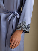 [Steel Blue] SilkSilky-UK 3/4 Sleeve Women's Dressing Gown 006