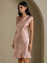 [Tuscany] SilkSilky-UK Cap Sleeve V Neck Dress 006