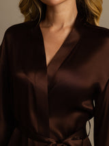 [Coffee] SilkSilky-UK 3/4 Sleeve Women's Dressing Gown 008