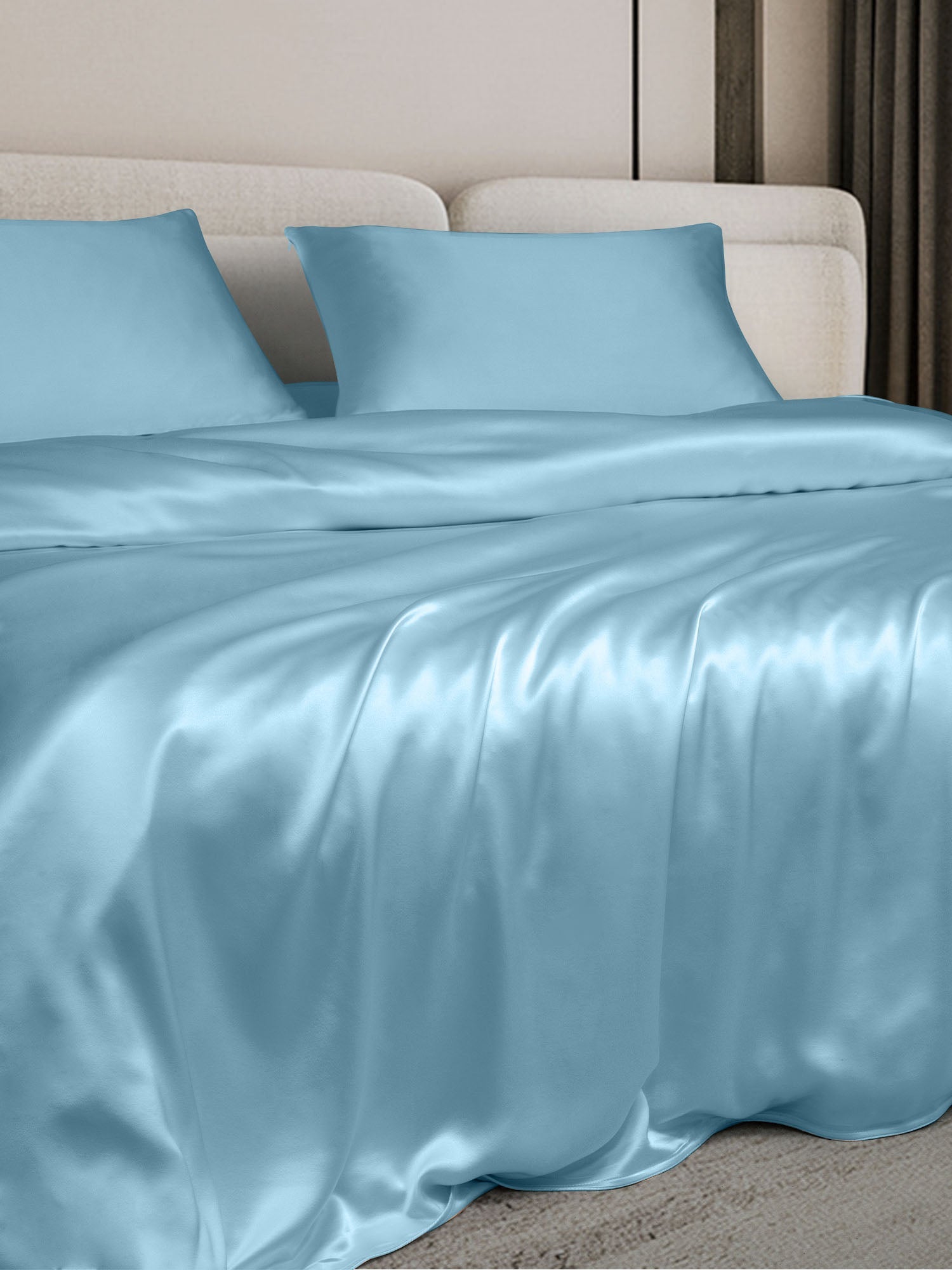 [Light Blue] SilkSilky-UK 19Momme Bed Linen Set 003