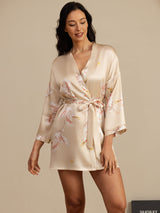 [Champagne] SilkSilky-UK 3/4 Sleeve Women's Dressing Gown 004