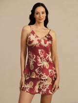[Wine Dragon] SilkSilky-UK Spaghetti Strap V Neck Camisole Set 001