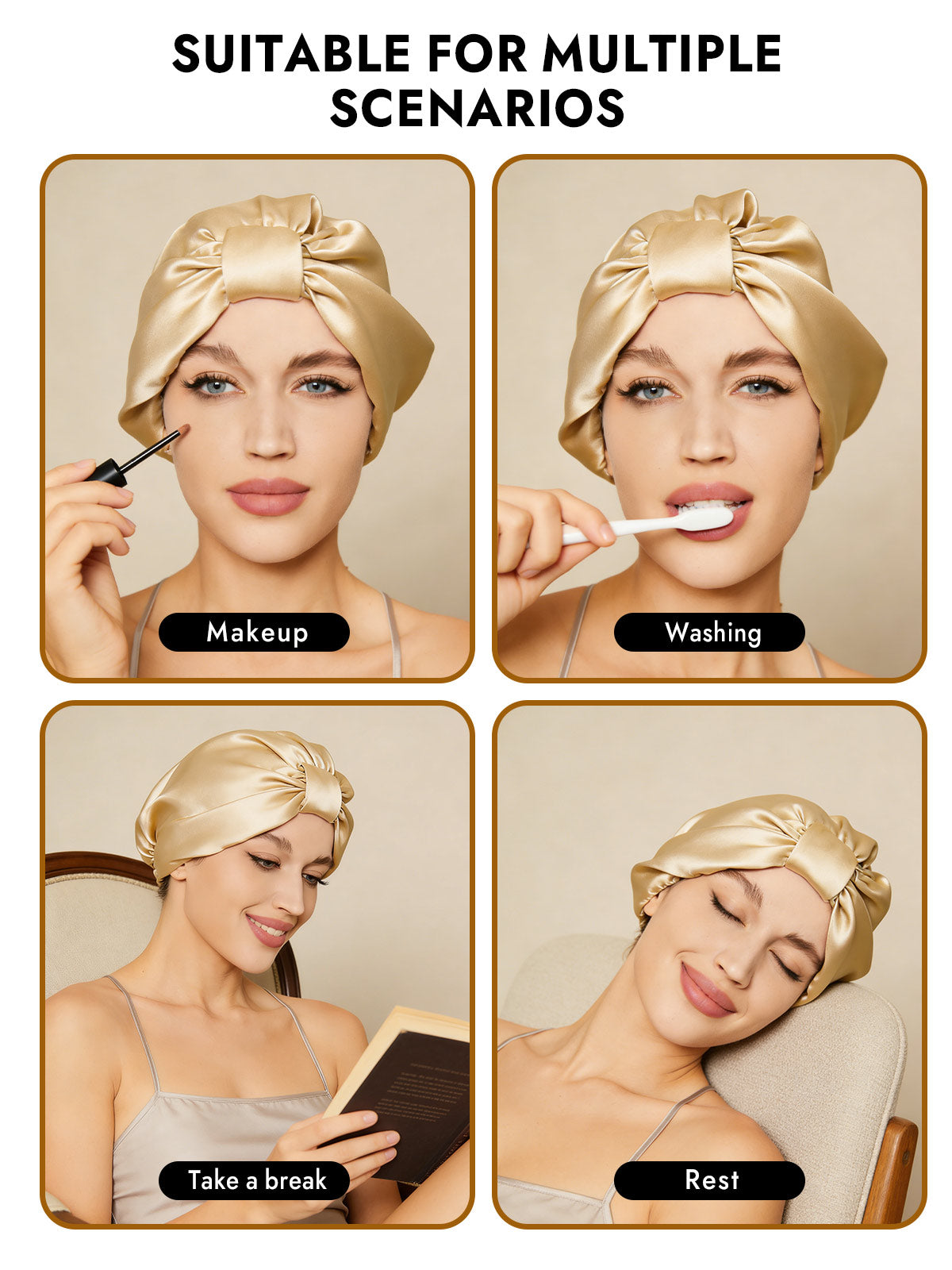 [Champagne] SilkSilky-UK Sleep Cap 006