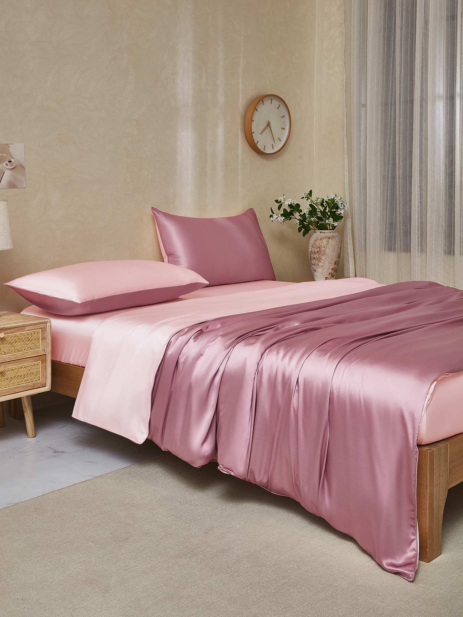 [PaleMauve+LightPink] SilkSilky-UK 19Momme Pure Silk Bedding Set 003,