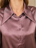 SilkSilky UK 19Momme Silk Long Sleeve Collar Women's Shirt PaleMauve 006