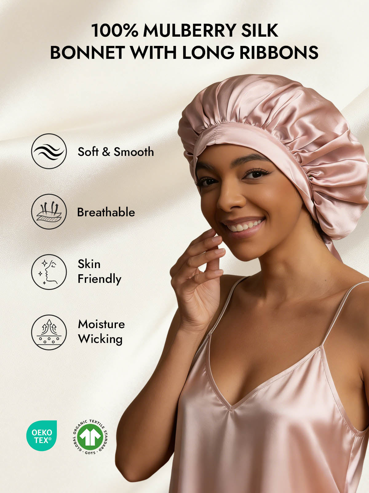 [Pink] SilkSilky-UK Pure Silk Sleep Cap 002