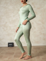 [Green] SilkSilky-UK Long Sleeve Round Neck Women's Long Johns 002