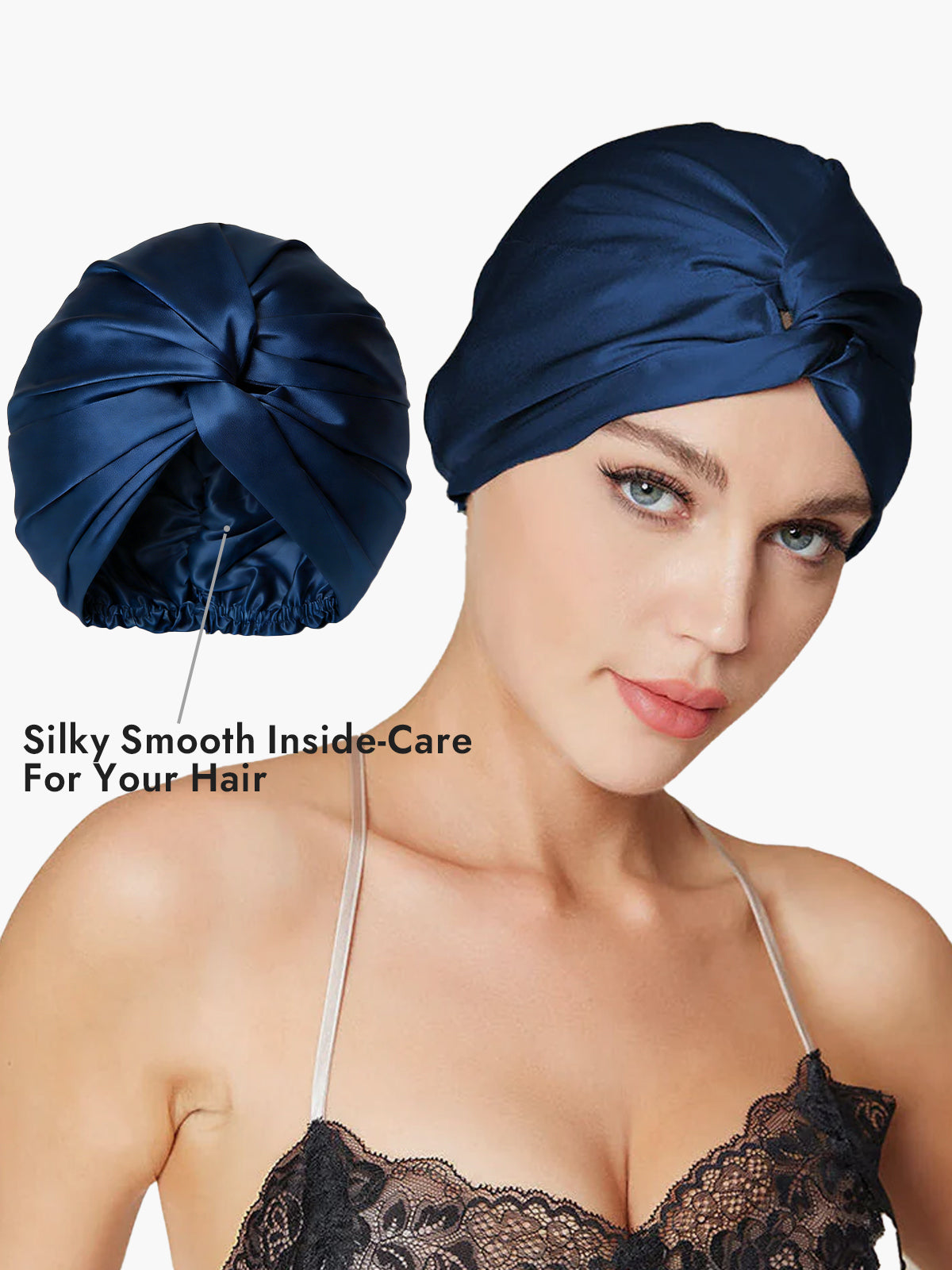 [Dark Blue] SilkSilky-UK Sleep Cap 003