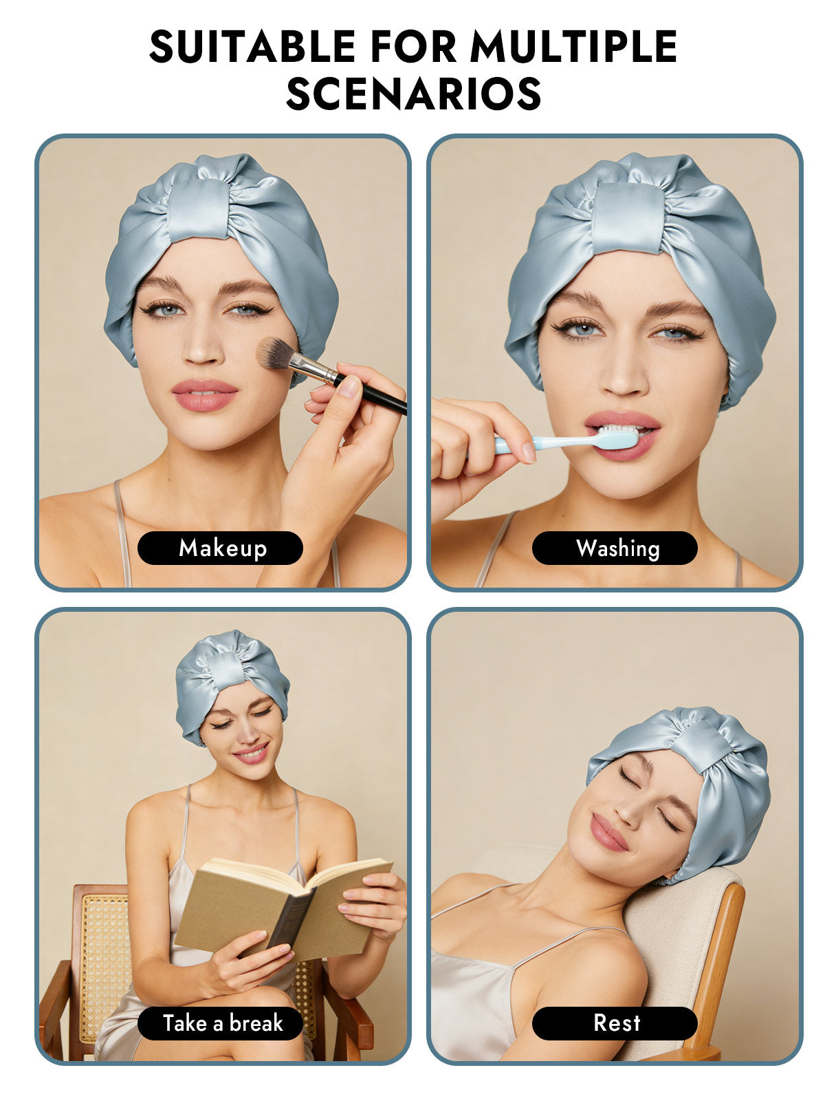[Light Blue] SilkSilky-UK Sleep Cap 006