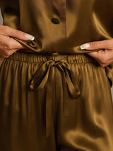 [Brown] SilkSilky-UK Long Sleeve Lapel Collar Women's Pyjamas 007