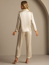 [Champagne] SilkSilky-UK Long Sleeve Lapel Collar Women's Pyjamas 002
