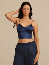 [Dark Blue] SilkSilky-UK Spaghetti Strap V Neck Camisole 001