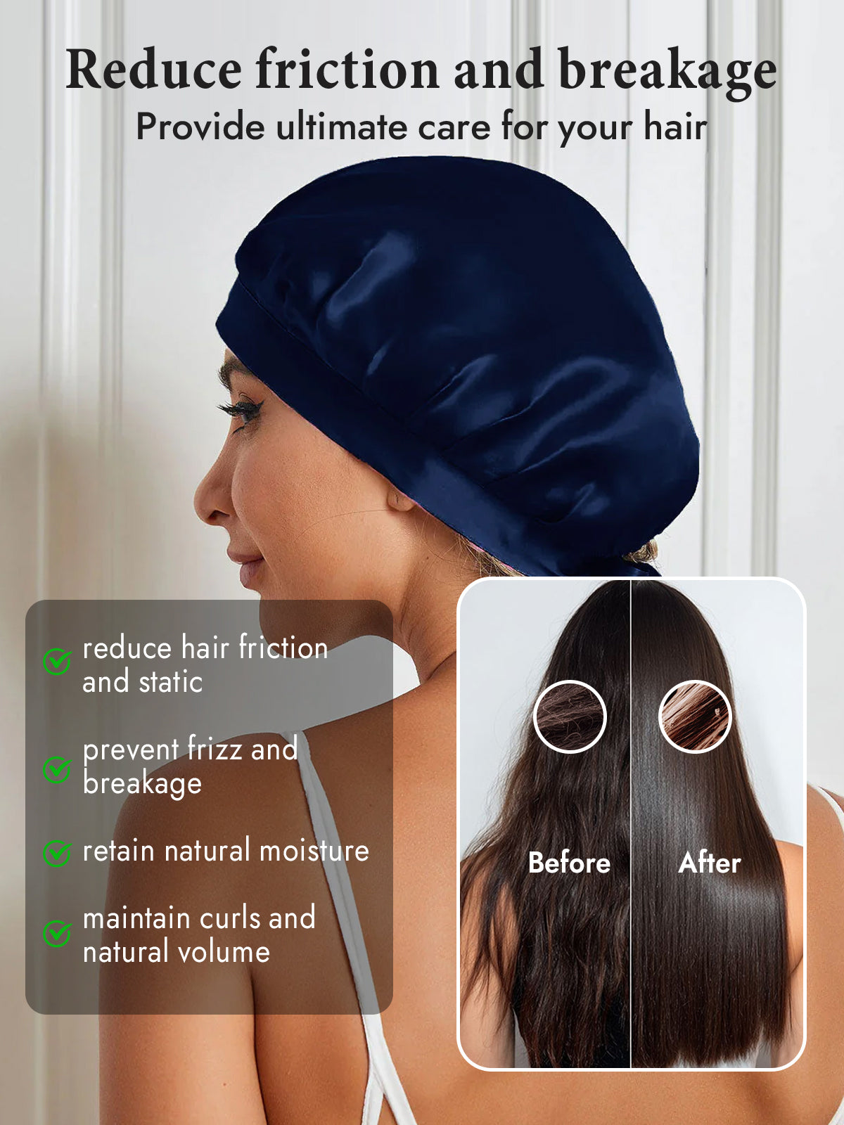 [Dark Blue] SilkSilky-UK Pure Silk Sleep Cap 004