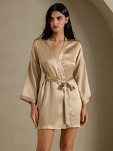 [Champagne Gold] SilkSilky-UK 3/4 Sleeve Women's Dressing Gown 001