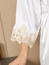 [White] SilkSilky-UK 3/4 Sleeve V Neck Nightdress&Dressing gowns 005