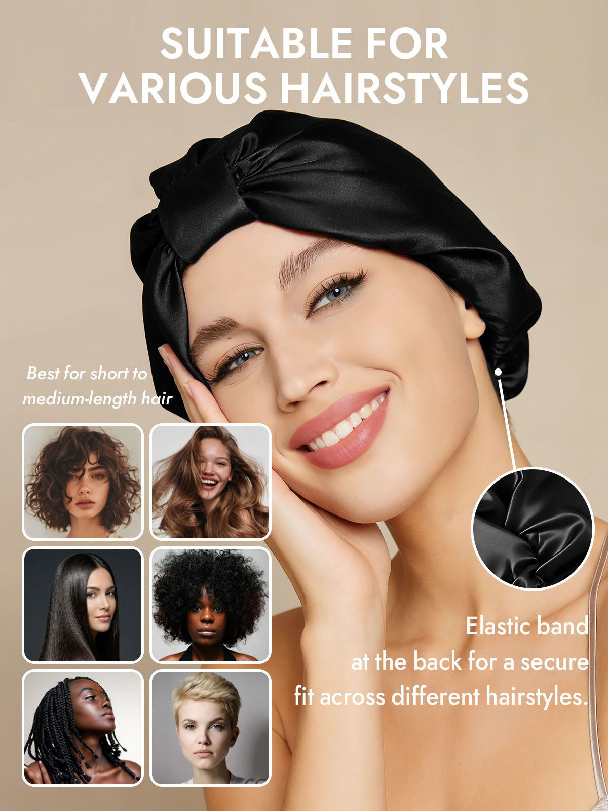[Black] SilkSilky-UK Sleep Cap 005