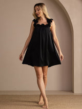 [Black] SilkSilky-UK Sleeveless Square Neck Nightdress 005