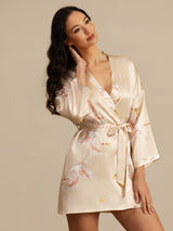 [Champagne] SilkSilky-UK 3/4 Sleeve Women's Dressing Gown 004
