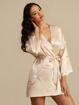 [Champagne] SilkSilky-UK 3/4 Sleeve Women's Dressing Gown 004