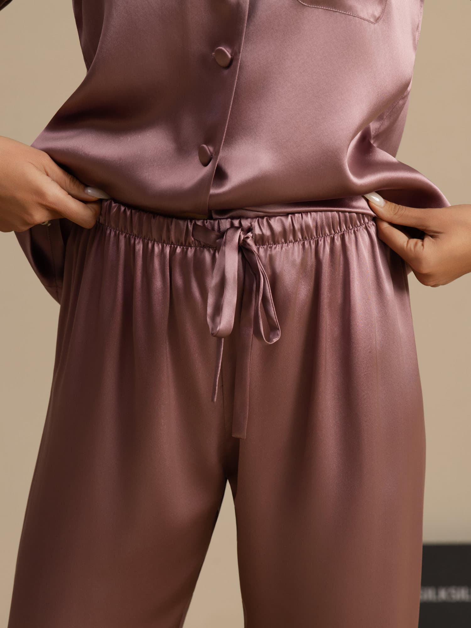 [Pale Mauve] SilkSilky-UK Long Sleeve Notch Collar Women's Pyjamas 006
