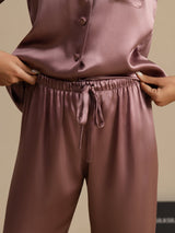 [Pale Mauve] SilkSilky-UK Long Sleeve Lapel Collar Women's Pyjamas 006