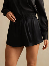[Black] SilkSilky-UK 19Momme Stretch Silk Charmeuse Women's Shorts 004