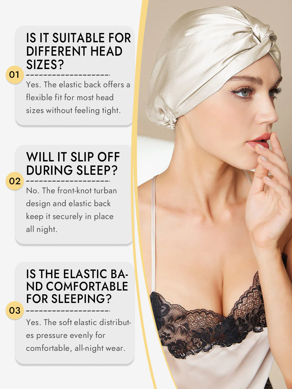 [Beige] SilkSilky-UK Pure Silk Sleep Cap 007