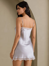 [Silver] SilkSilky-UK Spaghetti Strap Sweetheart Neck Nightdress 002