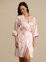 [Pink] SilkSilky-UK 3/4 Sleeve Women's Dressing Gown 001