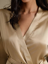 [Champagne Gold] SilkSilky-UK 3/4 Sleeve Women's Dressing Gown 004