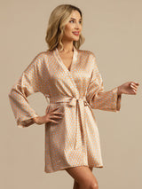 [Yellow Heart Geo] SilkSilky-UK Long Sleeve Women's Dressing Gown 001