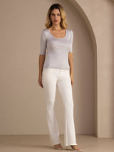 [Light Gray] SilkSilky-UK Half Sleeve Women's T-Shirt 005