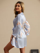 [Light Blue] SilkSilky-UK 3/4 Sleeve Women's Dressing Gown 004