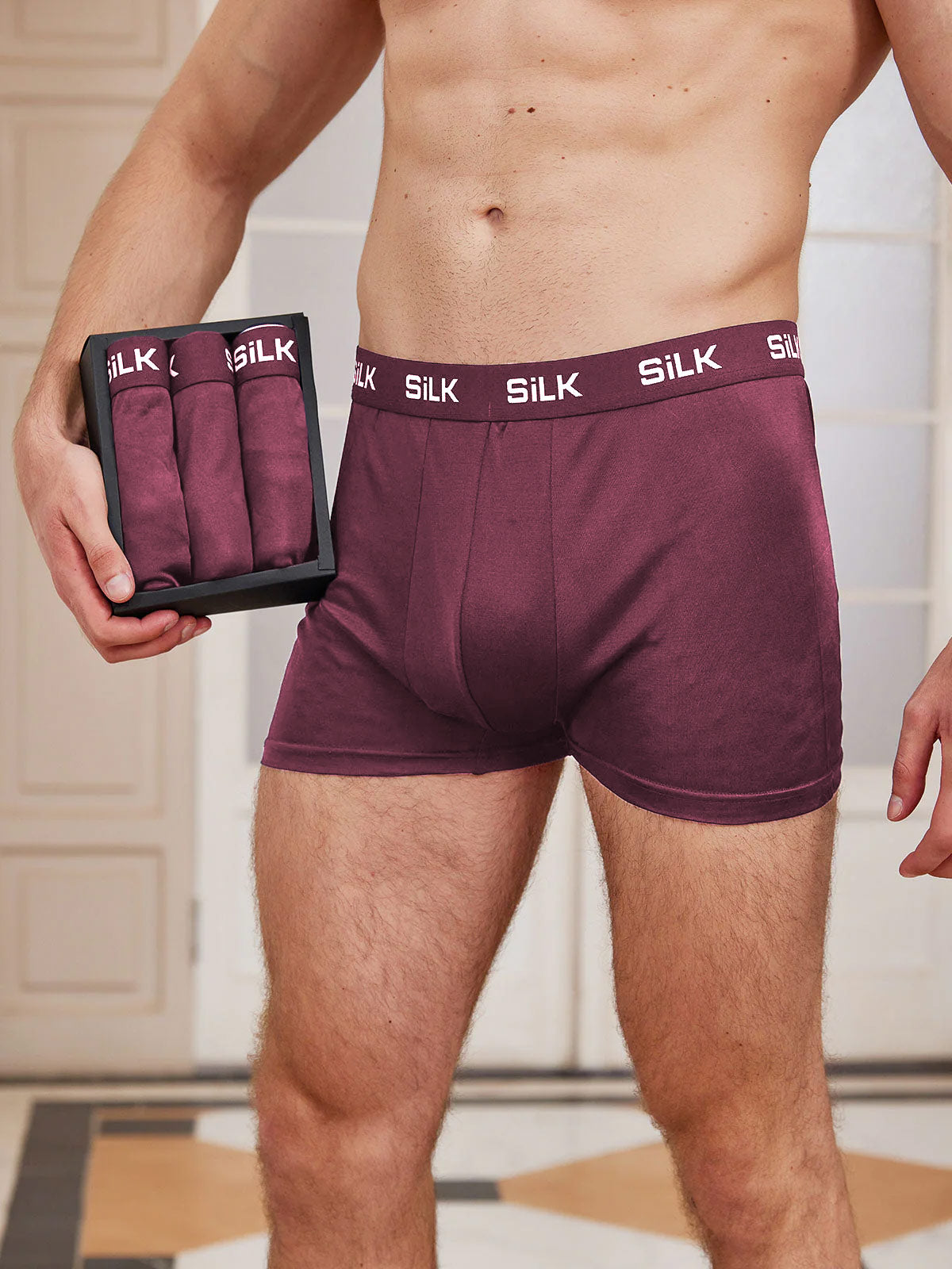 [Wine] SilkSilky-UK Pure Silk Mens Underwear 002