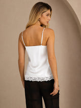 [White] SilkSilky-UK Spaghetti Strap V Neck Camisole 002